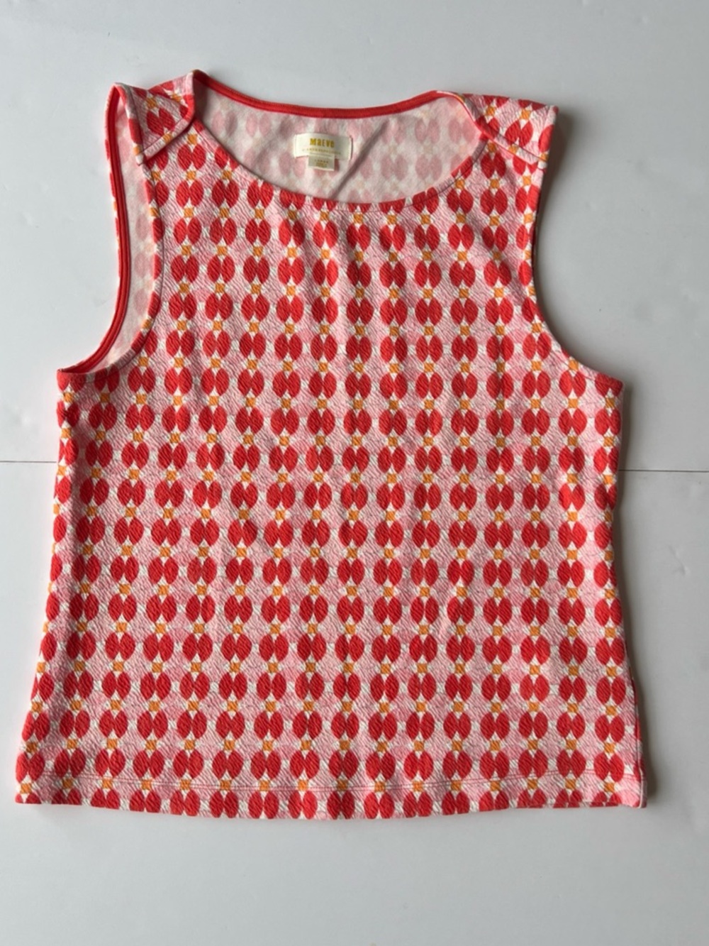 Maeve Anthropologie Geometric Mina Tank Top Women's Large Shirt Pink Orange